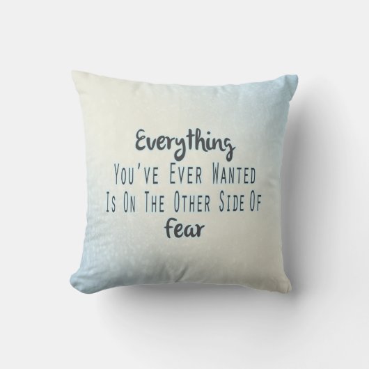 感動的な引用文、欲求についての青いタイポグラフィ クッション (正面)