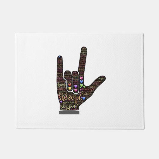 感動的な文字が付いている手 ドアマット (正面)