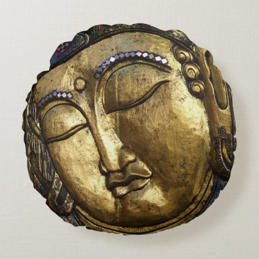 感動的な枕を賛美している金仏 ラウンドクッション (正面)