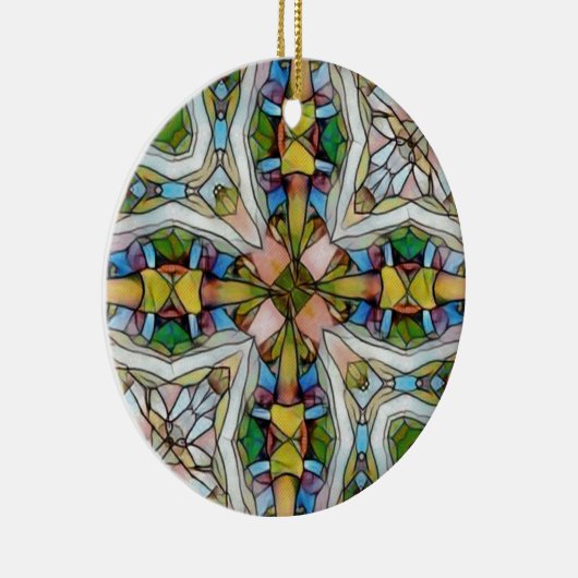 感動的な美しい十字によって形づけられるステンドグラス セラミックオーナメント (右)