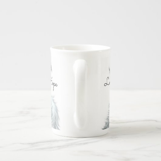 感動的な羽の骨灰磁器のマグ ボーンチャイナマグカップ (裏面)