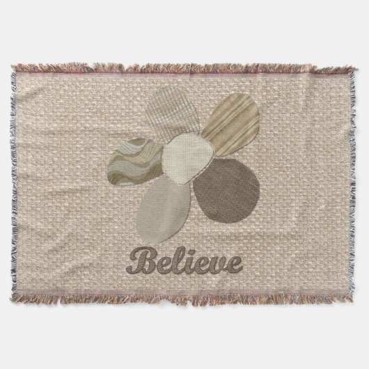 感動的な花の生地のコラージュを信じて下さい スローブランケット (正面)