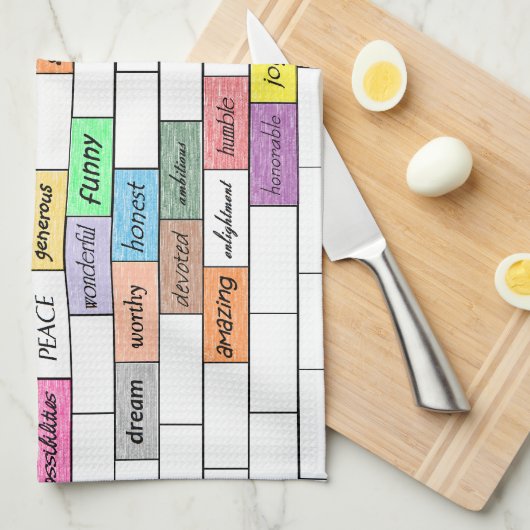 感動的な落書きの台所タオルの虹 キッチンタオル (四つ折り)