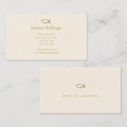 感動的な金キリスト教の魚の記号| 名刺 (正面/裏面)