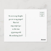 感動的な黄色の花の草原の丘と湖の共感 ポストカード (裏面)