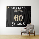 感動的な60歳の誕生日パーティー 黒い背景 タペストリー (インサイチュ(横))