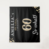 感動的な60歳の誕生日パーティー 黒い背景 タペストリー (正面)