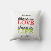 感動的なGandhiの引用文の白黒 クッション (裏面)