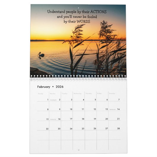 感動的やる気を起こさせる引用文 カレンダー (2月 2026)