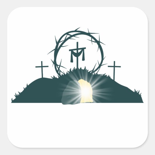 感動的キリスト教過越のイースターイエス スクエアシール (正面)