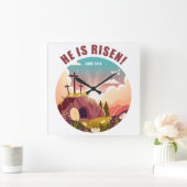 感動的キリスト教過越のイースターイエス スクエア壁時計 (ホーム)