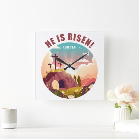 感動的キリスト教過越のイースターイエス スクエア壁時計 (ホーム)
