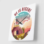 感動的キリスト教過越のイースターイエス スクエア壁時計 (傾斜)