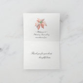 感動的クリスマスウォーターカラーポインセチア サンキューカード (内部)