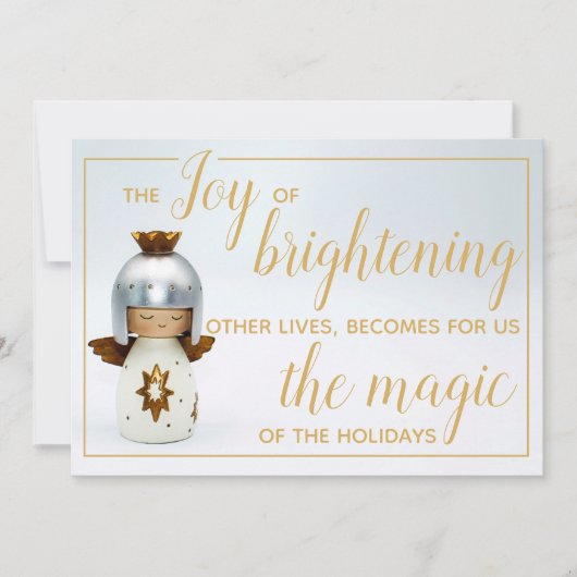 感動的クリスマス引用文とエンジェル&金ゴールド文字 (正面)