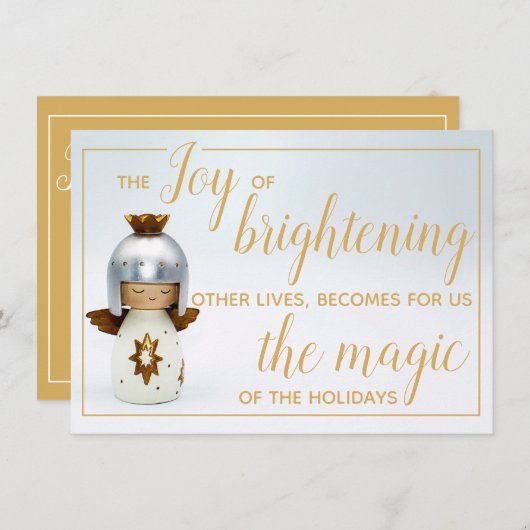 感動的クリスマス引用文とエンジェル&金ゴールド文字 (正面/裏面)