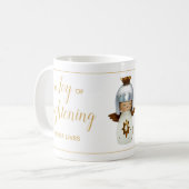 感動的クリスマス引用文とエンジェル&金ゴールド文字 コーヒーマグカップ (正面左)