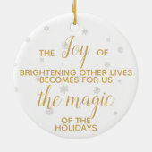 感動的クリスマス引用文とエンジェル&金ゴールド文字 セラミックオーナメント (裏面)