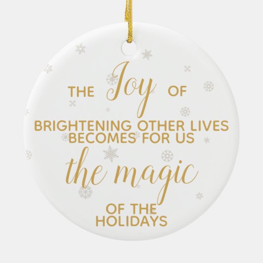 感動的クリスマス引用文とエンジェル&金ゴールド文字 セラミックオーナメント (裏面)