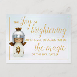 感動的クリスマス引用文とエンジェル&金ゴールド文字 ポストカード