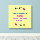 感動的タイポグラフィ引用文付き花スケッチ キャンバスプリント (インサイチュ (ウッドフロア))