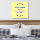 感動的タイポグラフィ引用文付き花スケッチ キャンバスプリント (インサイチュ (寝室))