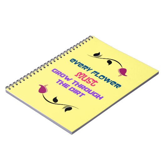 感動的タイポグラフィ引用文付き花スケッチ ノートブック (左側)