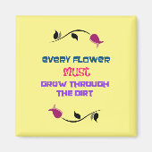 感動的タイポグラフィ引用文付き花スケッチ マグネット (正面)