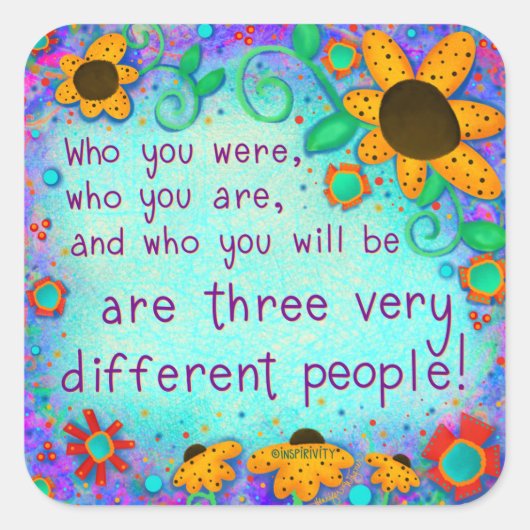 感動的ティール(緑がかった色)フローラ先生教室 スクエアシール (正面)