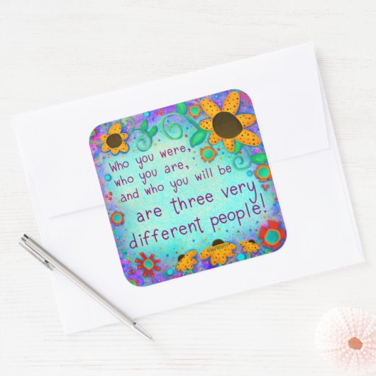 感動的ティール(緑がかった色)フローラ先生教室 スクエアシール (封筒)