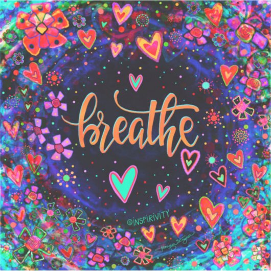 感動的ハートかわいらしの吸息 シール (正面)