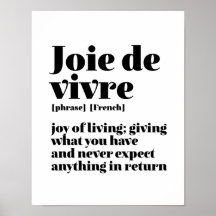感動的フランスのWord Joy of Life Joie Vivre