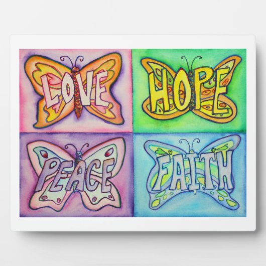 感動的ワードアート絵画バタフライ フォトプラーク (正面)