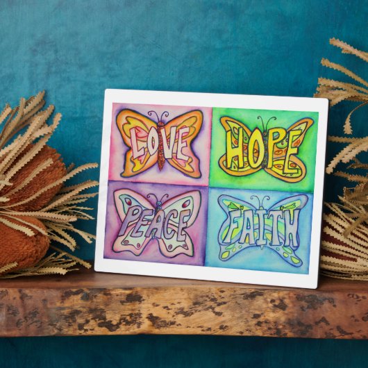 感動的ワードアート絵画バタフライ フォトプラーク (側面)