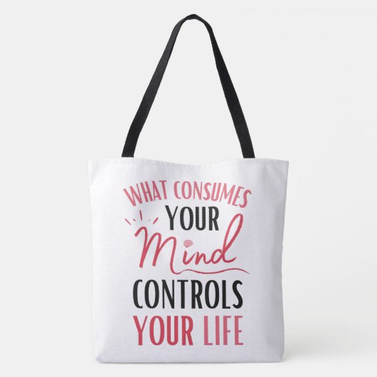 感動的前向き考え引用文赤黒 トートバッグ (裏面)