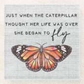 感動的勇気付けられる/引用文 ガラスコースター (正面)