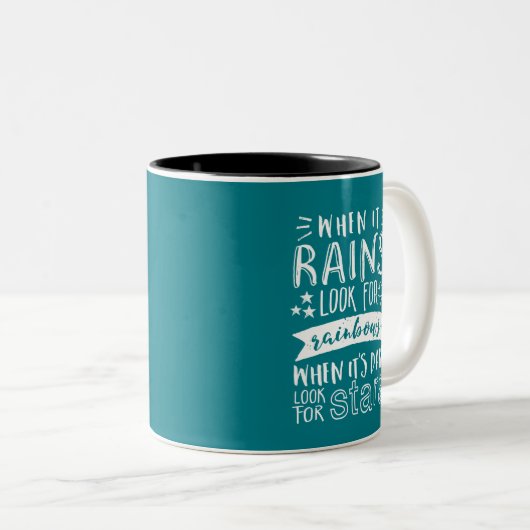 感動的動機引用文考え前向き ツートーンマグカップ (正面右)