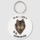 感動的又はやる気を起こさせる引用文オオカミ動物 キーホルダー (正面)