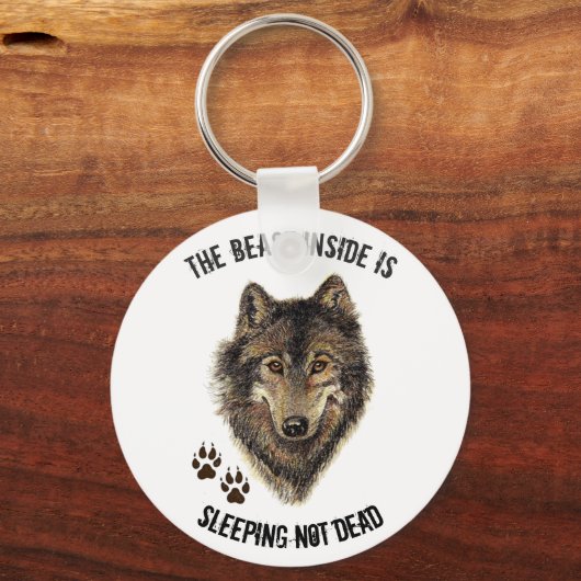 感動的又はやる気を起こさせる引用文オオカミ動物 キーホルダー (正面)