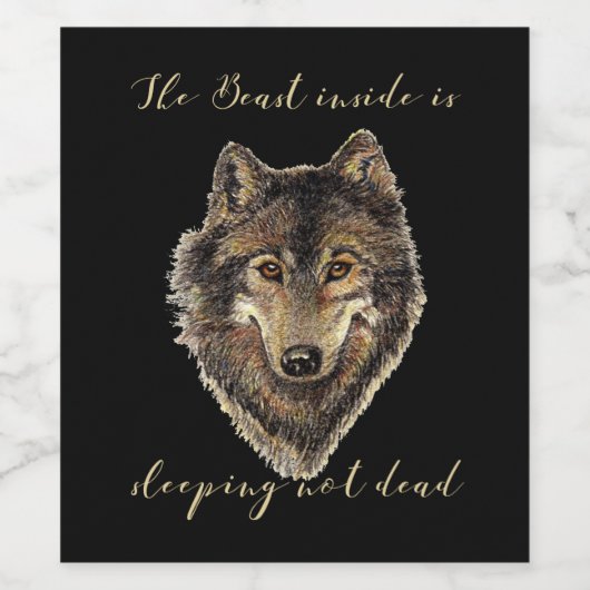 感動的又はやる気を起こさせる引用文オオカミ動物 ワインラベル (シングルラベル)