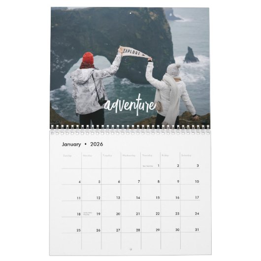 感動的友だち家族のモダンスクリプト写真 カレンダー (1月 2026)
