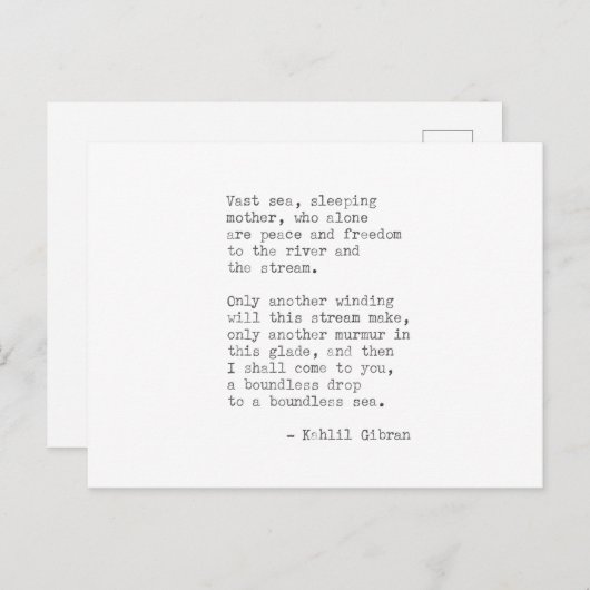 感動的実在タイプライター引用文- Kahlil Gibran ポストカード (正面/裏面)