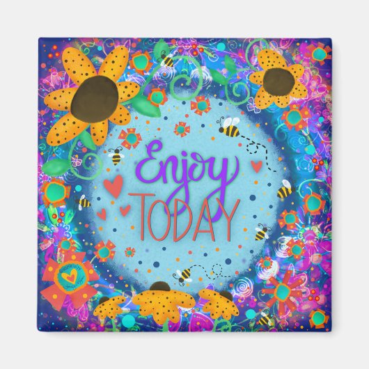 感動的引用文かわいいトレンディーフローラかわいらし マグネット (正面)