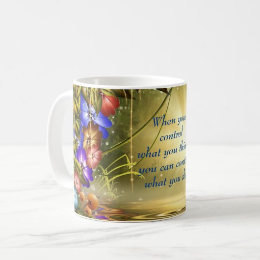 感動的引用文でマインドセットの青い金ゴールドを強化 コーヒーマグカップ (正面左)