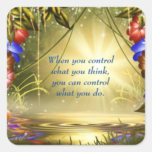 感動的引用文でマインドセットの青い金ゴールドを強化 スクエアシール (正面)