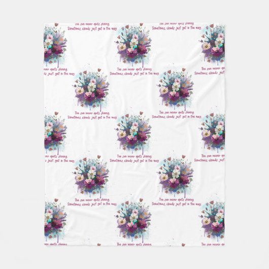 感動的引用文とフローラ フリースブランケット (正面)