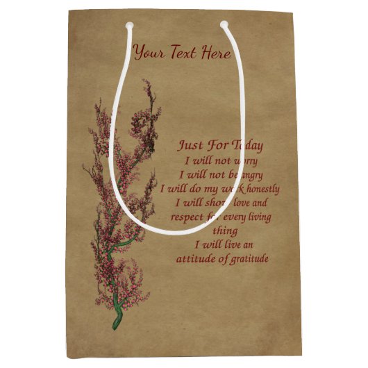 感動的引用文は今日だけパーソナライズされた ミディアムペーパーバッグ (正面)
