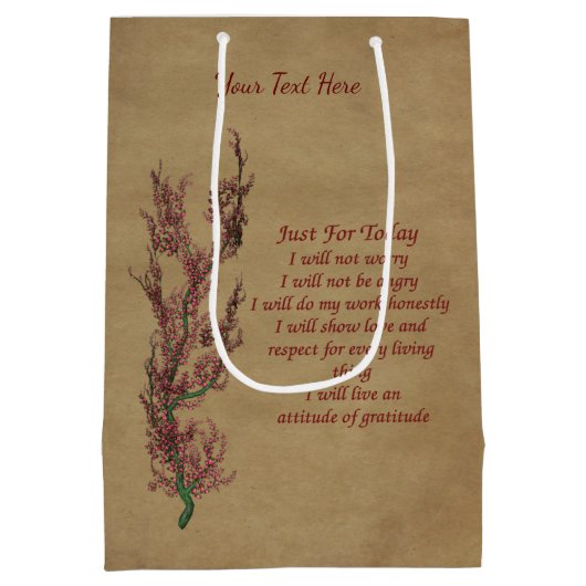 感動的引用文は今日だけパーソナライズされた ミディアムペーパーバッグ (裏面)