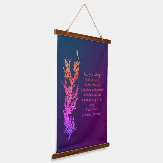 感動的引用文は今日だけ黒 吊り下げ型タペストリー (傾斜あり)