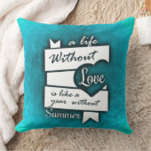 感動的引用文オンターコイズ クッション (ブランケット)